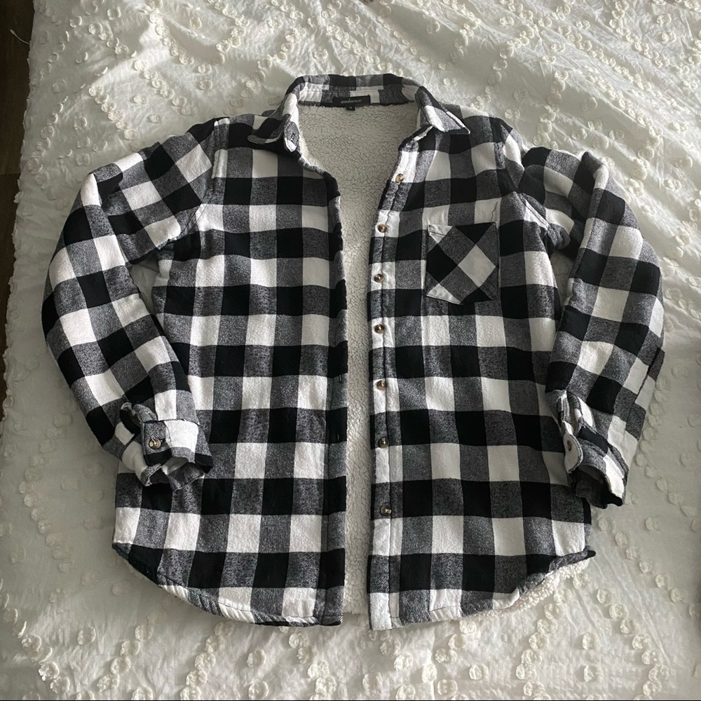 Sherpa lined flannel throw over!